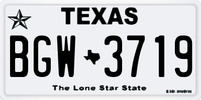 TX license plate BGW3719