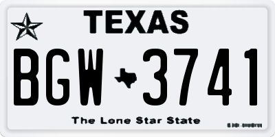 TX license plate BGW3741