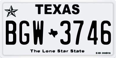 TX license plate BGW3746