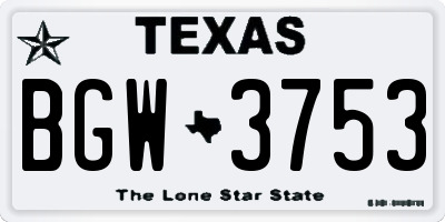 TX license plate BGW3753