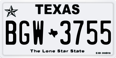 TX license plate BGW3755