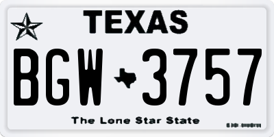 TX license plate BGW3757