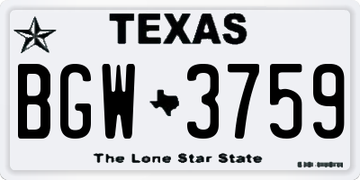 TX license plate BGW3759