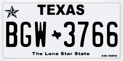 TX license plate BGW3766