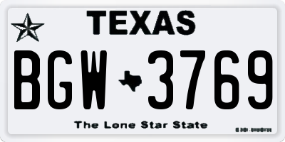 TX license plate BGW3769