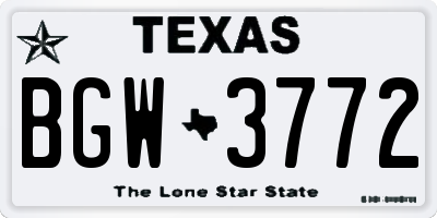 TX license plate BGW3772