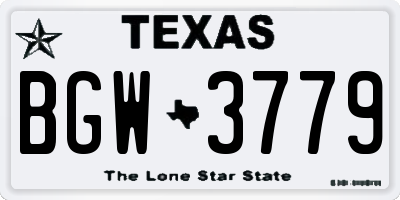 TX license plate BGW3779