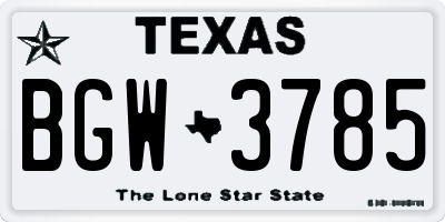 TX license plate BGW3785