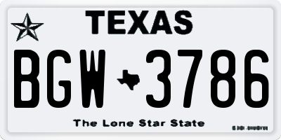 TX license plate BGW3786