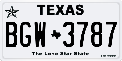 TX license plate BGW3787
