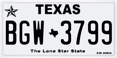 TX license plate BGW3799