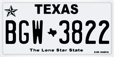 TX license plate BGW3822