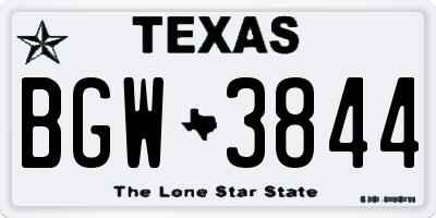 TX license plate BGW3844
