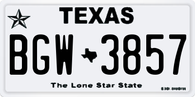 TX license plate BGW3857