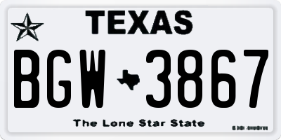 TX license plate BGW3867