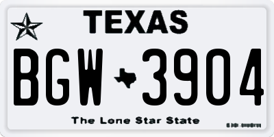 TX license plate BGW3904