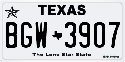 TX license plate BGW3907