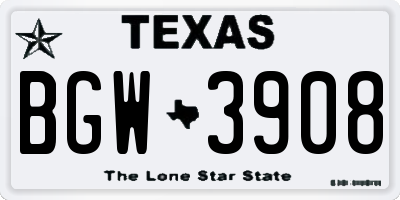 TX license plate BGW3908