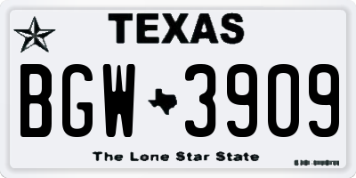 TX license plate BGW3909