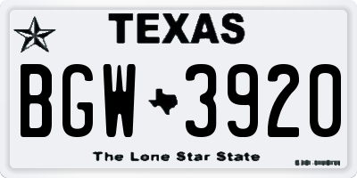 TX license plate BGW3920