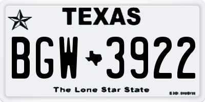 TX license plate BGW3922