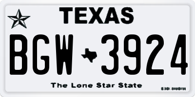TX license plate BGW3924