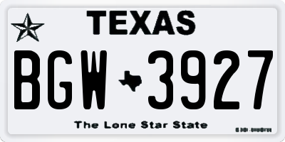 TX license plate BGW3927