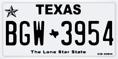 TX license plate BGW3954