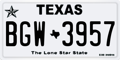 TX license plate BGW3957