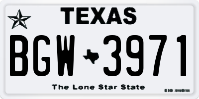TX license plate BGW3971