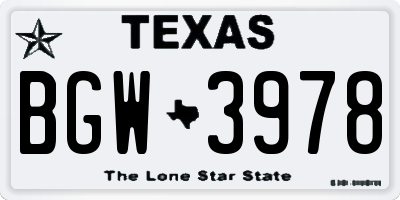TX license plate BGW3978