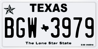 TX license plate BGW3979