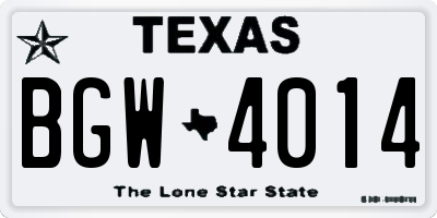 TX license plate BGW4014