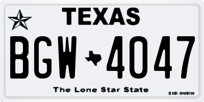 TX license plate BGW4047