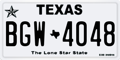 TX license plate BGW4048