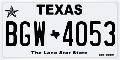 TX license plate BGW4053