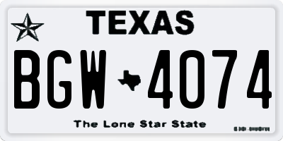 TX license plate BGW4074