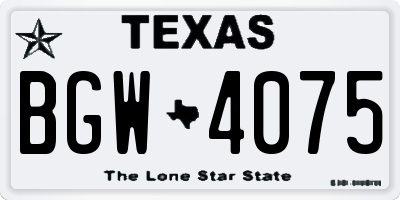TX license plate BGW4075