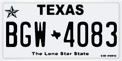 TX license plate BGW4083