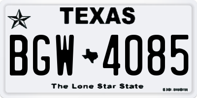 TX license plate BGW4085
