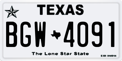 TX license plate BGW4091