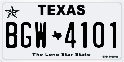 TX license plate BGW4101