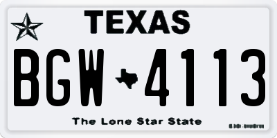 TX license plate BGW4113