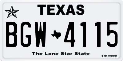 TX license plate BGW4115