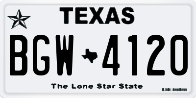 TX license plate BGW4120