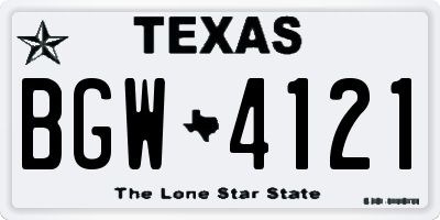 TX license plate BGW4121