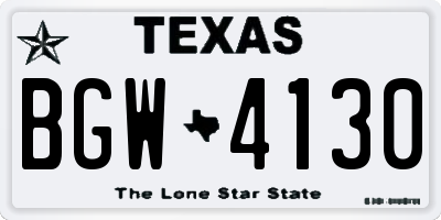 TX license plate BGW4130