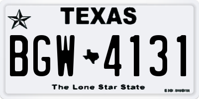 TX license plate BGW4131