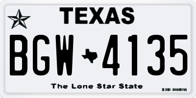 TX license plate BGW4135