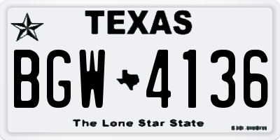 TX license plate BGW4136